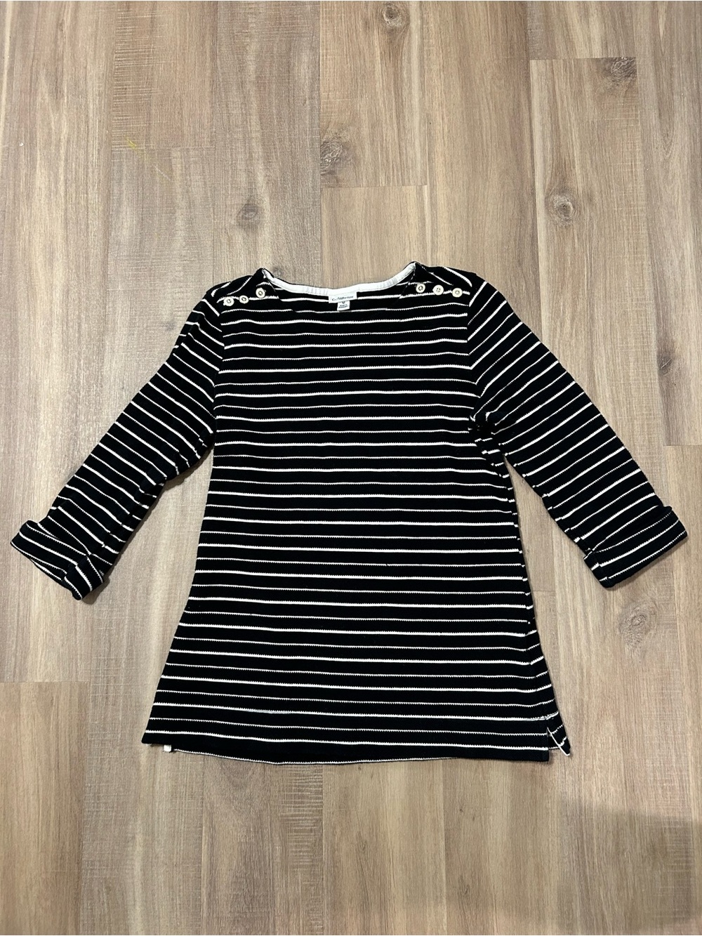 croft & barrow Black and White Striped Women’s 3/4 Length Sleeve Shirt